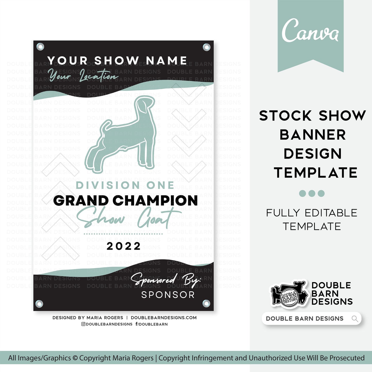 Stock Show Banner Canva Template | Steer, Pig, Lamb, Goat, Dairy Cow Options | Editable Canva Template | 3x2' Stock Show Banner Template