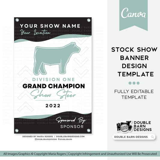 Stock Show Banner Canva Template | Steer, Pig, Lamb, Goat, Dairy Cow Options | Editable Canva Template | 3x2' Stock Show Banner Template