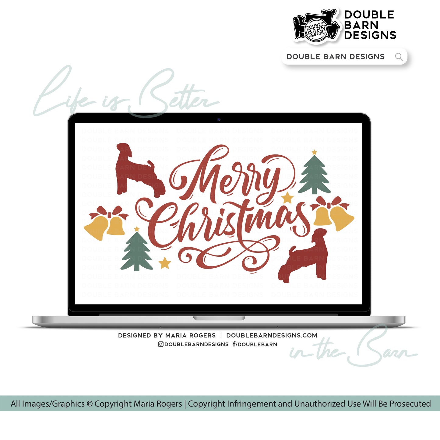 Merry Christmas Goat Digital Download - PNG AI SVG Files Included | Commercial Use