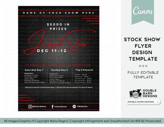 Stock Show Flyer Canva Template |Red and Black | Editable Canva Template | 8.5x11" Stock Show Flyer Template