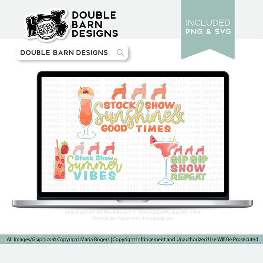 Summer Show Lamb Drinks Sublimation Designs - Three designs included - PNG Ai SVG Files Included | Commercial Use