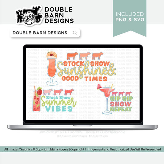 Summer Show Steer Drinks Sublimation Designs - Three designs included - PNG Ai SVG Files Included | Commercial Use