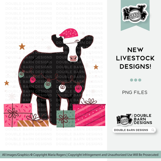 Pink Christmas Cattle Digital Download - PNG Files Included | Commercial Use