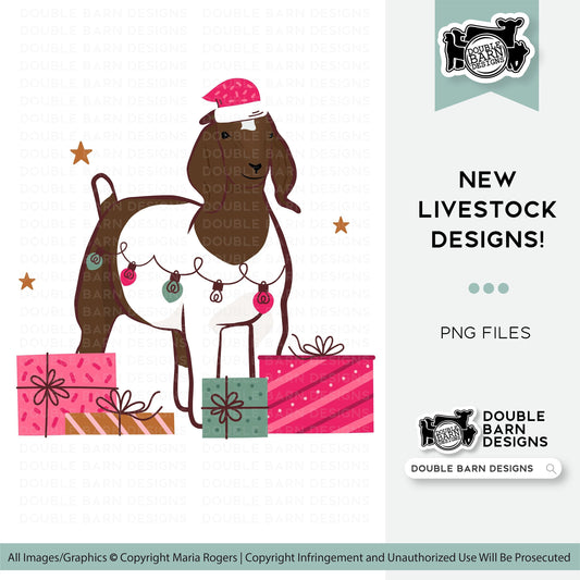 Pink Christmas Goat Digital Download - PNG Files Included | Commercial Use